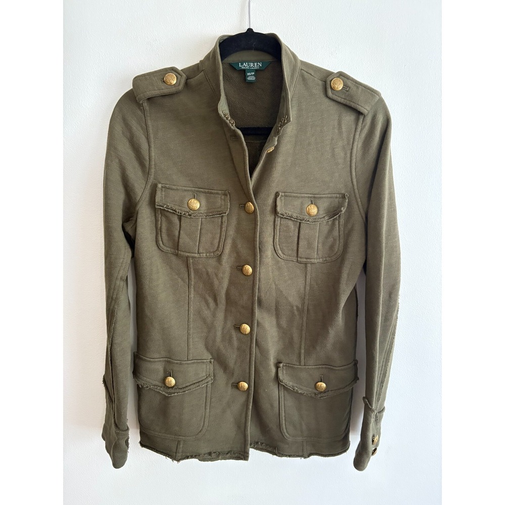 Lauren Ralph Lauren French Terry Cargo Barn Chore Utility Jacket Green Size XS
